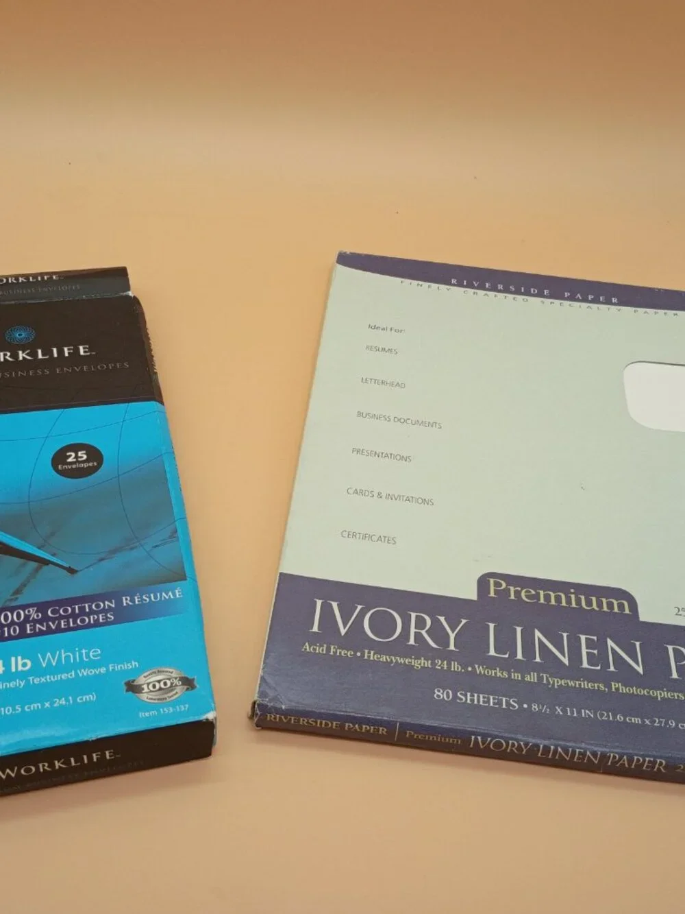 Resume Paper and Envelopes Riverside Linen Paper/Worklife Cotton Envelopes USED